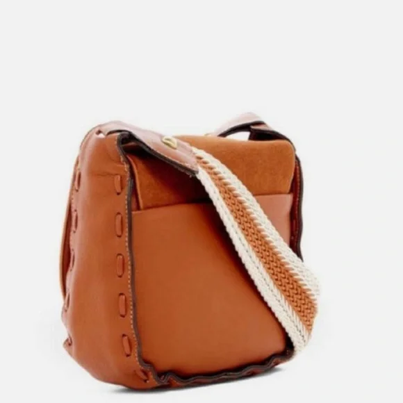 SAM EDELMAN NWOT Leather Emma Wide Crochet Strap Crossbody Shoulder Bag - Picture 3 of 6